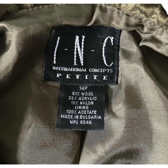 INC Vintage Size 14P Wool Blend Y2K‎ Tweed Blazer With Velvet Trim Bow Pockets - Picture 6 of 6